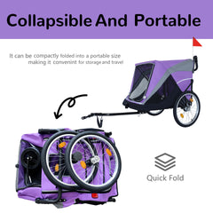 2-in-1 Bike Trailer & Push Cart for Pets - Detachable Bike Hitch & Push Handle Included - Quick Release Wheel, Internal Leash, Dual Cup Pockets and Underneath Storage Bag, Holds Pets Up to 100 lbs