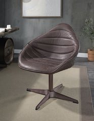 Pipino Antique Ebony Top Grain Leather Accent Chair with Swivel