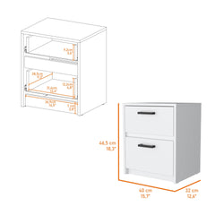 Karval 2 Piece Bedroom Set, Armoire + Nightstand, White