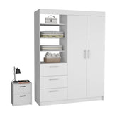 Karval 2 Piece Bedroom Set, Armoire + Nightstand, White