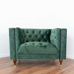 Evelyn Mid-Century Modern Tufted Back Velvet Lounge Chair
