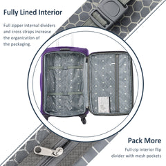 Softside Luggage Expandable 3 Piece Set Suitcase Upright Spinner Softshell Lightweight Luggage Travel Set-22/26/30 inches