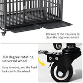55" Heavy Duty Dog Crate Large Dog cage Strong Metal Dog Kennels and Crates for Large Dogs with 4 Lockable Wheels