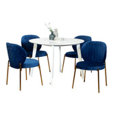 Amoa Contemporary 5-Piece Dining Set, White Round Dining Table with 4 Chairs