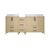 72"W×22"D×34"H Double Sinks Bathroom Vanity Cabinet,Freestangding storage Vanity Cabinet with White Countertop