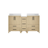 60"W×22"D×34"H Double Sinks Bathroom Vanity Cabinet,Freestangding storage Vanity Cabinet with White Countertop