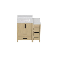 36"W×22"D×34"H Single Sink Bathroom Vanity Cabinet,Freestangding storage Vanity Cabinet with White Countertop
