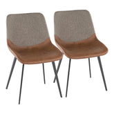 Outlaw Industrial Two-Tone Chair in Black Metal with Espresso Faux Leather and Brown Fabric by LumiSource - Set of 2
