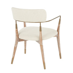 Savannah Contemporary Chair in White Washed Wood and Cream Noise Fabric with Copper Accent by LumiSource - Set of 2
