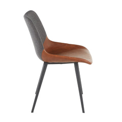 Outlaw Industrial Two-Tone Chair in Brown Faux Leather and Grey Fabric by LumiSource - Set of 2