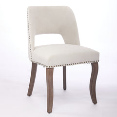 Wooden Dining Chairs Set of 2, Modern Fabric Upholstered Dining Room Chair Kitchen Chairs, Farmhouse Dinner Chair for Kitchen Dining Room, Beige