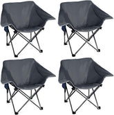 Pack Portable Camping Chair Compact Collapsible Outdoor Folding Sports Chairs for Adults Heavy Duty Camp Sporting Events Park Lawn 400 Lbs Black Gray