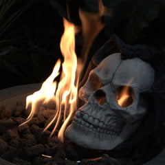 Fire Pit Demon Skull Gas Log for Ventless & Vent Free, Propane, Gel, Ethanol, Electric, Outdoor Fireplace and Fire Pit, Halloween Decor - Patent Pending