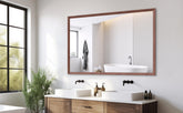 60"x40" Oversized Modern Rectangle Bathroom Mirror with walnut Frame Decorative Large Wall Mirrors for Bathroom Living Room Bedroom Vertical or Horizontal Wall Mounted mirror with Aluminum Frame