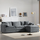 103" Chenille Modular Sectional Sofa with Deep and Wide Seat,L Shaped Cloud Couch Set with Double Cushions,4 Seat Sofa with Movable Ottoman,Oversized Indoor Furniture for Living Room,3 Colors