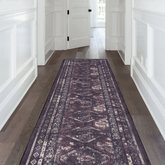 MAVAL Black Washable Rug 2'6'' x 10' Runner Rug (Black+Burgundy, 2'6'' x 10')