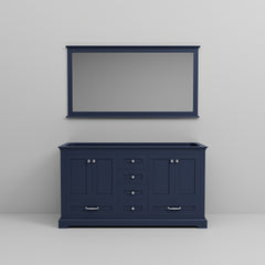 Navy Blue Double Bath Vanity 60 in. W x 22 in. D, and 58 in. Mirror