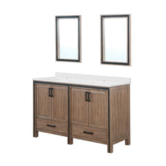 Rustic Barnwood Double Bath Vanity 60 in. W x 22 in. D, Cultured Marble Top and 22 in. Mirrors