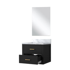 Black Single Bath Vanity 24 in. W x 18 in. D, Acrylic Countertop and 18 in. Mirror