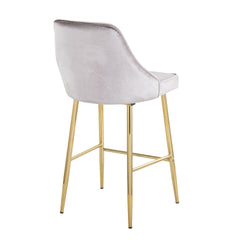 Marcel Contemporary/Glam Counter Stool in Gold Metal and Silver Velvet by LumiSource - Set of 2