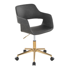 Margarite Contemporary Task Chair in Gold Metal and Grey Faux Leather by LumiSource