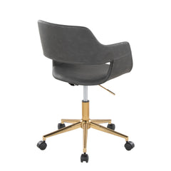 Margarite Contemporary Task Chair in Gold Metal and Grey Faux Leather by LumiSource