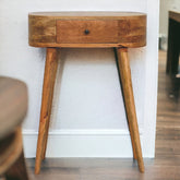 Solid Wood Mini Albion Oak-ish Console, 1-Drawer, Nordic Legs, Brown