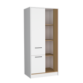 Vance Armoire with One Door for Interior Storage with Hanging Rod, 4 Open Shelves and, One Drawer, Freestanding Wardrobe