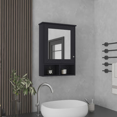 Vina Medicine Cabinet with Mirror Door 29" High Cabinet Organizer with Three concealed Shelves and Two Open shelves for Bathroom, Kitchen, Mudroom