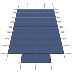 Pool Safety Cover, Fits 20x40ft Rectangular Inground Winter Swimming Pools, with 4x8ft Center End Step, Triple Stitched, High Strength Mesh PP, Great Rain Permeability, Installation Hardware,Blue Mesh