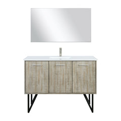 Rustic Acacia Bath Vanity 48 in. W x 20 in. D, Cultured Marble Top, Brushed Nickel Faucet Set and 43 in. Mirror