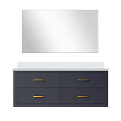Blue Single Bath Vanity 48 in. W x 22 in. D, Cultured Marble Countertop and 43 in. Mirror