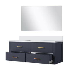 Blue Single Bath Vanity 48 in. W x 22 in. D, Cultured Marble Countertop and 43 in. Mirror