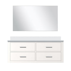 White Single Bath Vanity 48 in. W x 22 in. D, White Quartz Countertop and 43 in. Mirror