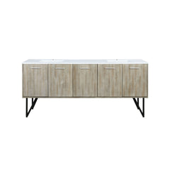 Rustic Acacia Double Bath Vanity 80 in. W x 20 in. D, with White Quartz Top