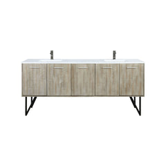Rustic Acacia Double Bath Vanity 80 in. W x 20 in. D, White Quartz Top and Gun Metal Faucet Set