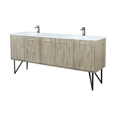 Rustic Acacia Double Bath Vanity 80 in. W x 20 in. D, Cultured Marble Top and Gun Metal Faucet Set