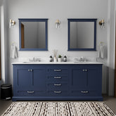 Navy Blue Double Bath Vanity 80 in. W x 22 in. D, and 30 in. Mirrors