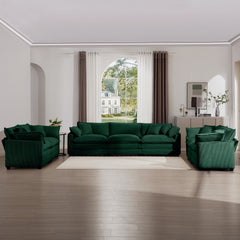 Modern Fabric Living Room Sofa 2-Piece Set, One 2-Seater Sofas, One 3-Seater Sofas Sofa with 8 Cushion Upholstery Large Deep Seat Recliner, Green Corduroy Fabric