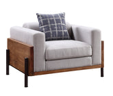 Pelton Fabric & Walnut Finish Chair w/ 1 Toss Pillows