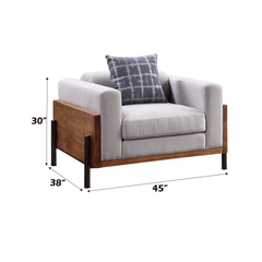 Pelton Fabric & Walnut Finish Chair w/ 1 Toss Pillows