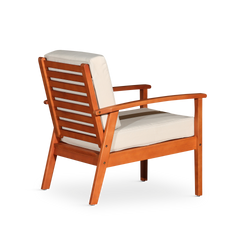 Deep Seat Eucalyptus Chair, Natural Oil Finish, Dark Green Cushions
