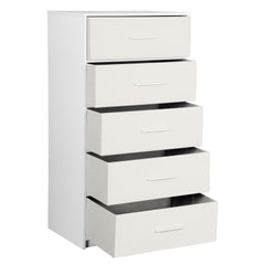 5-Drawer Dresser with Large Fabric Drawers, White