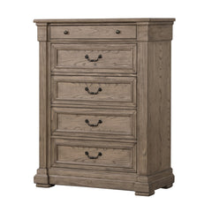 Weathered Gray Finish Chest 1pc Transitional Style Metal Slide Glides English Dovetail Drawers Metal Handles And Knobs Bedroom Furniture