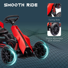 Aosom Kids Pedal Go Kart, Outdoor Ride on Toy with Adjustable Seat, Swing Axle, Handbrake, 4 Non-Slip EVA Wheels for Boys and Girls Aged 3-8 Years Old, Red
