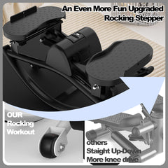 Lateral Stepper for Exercise-Rocking Stepper Machine with Resistance Bands & Anti-Slip Mat and LCD Monitor, Professional Stair Stepper for Home Workout