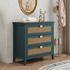 3 Drawer Cabinet,Natural rattan,American Furniture,Suitable for bedroom, living room, study