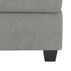 Aston 33 Inch Ottoman, Light Gray Microfiber, Interior Storage, Solid Wood
