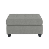 Aston 33 Inch Ottoman, Light Gray Microfiber, Interior Storage, Solid Wood