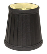 Side Pleat Chandelier Lampshade with Flame Clip (Set of 6), Black Color Natural Fabric Lampshade for Table Lamps, 3" Top x 4" Bottom x 4" Height